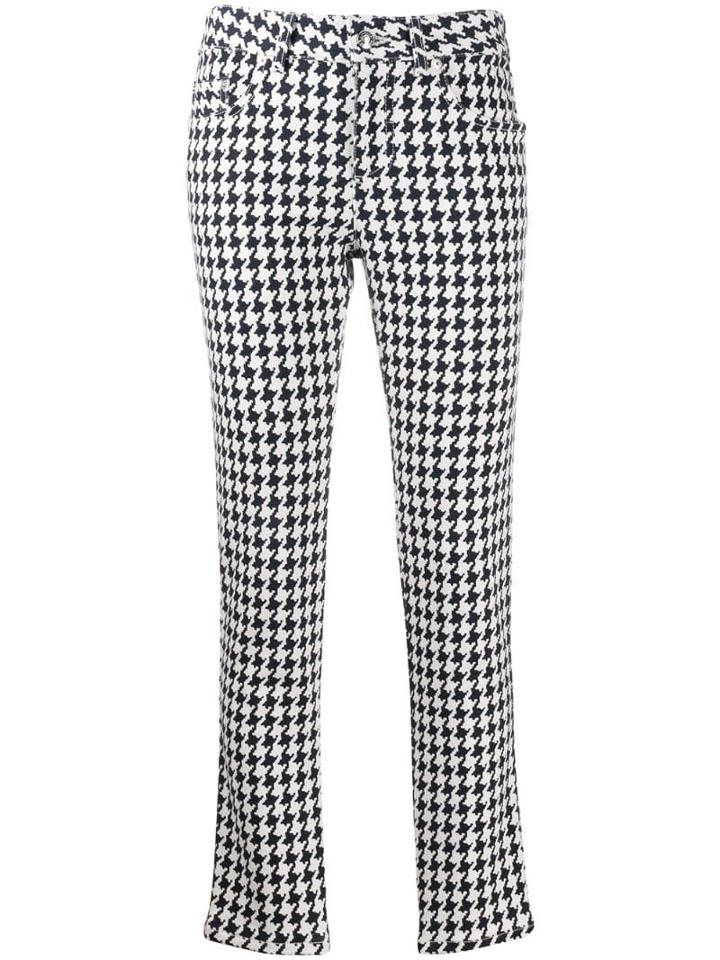 Alexander Mcqueen Houndstooth-print Slim-fit Jeans - Black