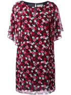Saint Laurent Draped Sleeve Shift Dress, Women's, Size: 38, Red, Silk