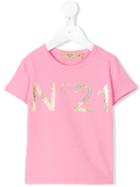 No21 Kids - Glitter Logo T-shirt - Kids - Cotton/spandex/elastane - 6 Yrs, Pink/purple