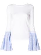 Dondup Contrast Flared-sleeve Sweater - White