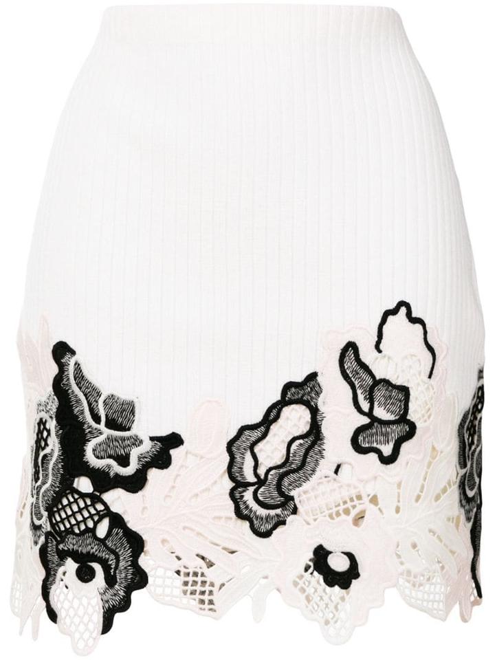 3.1 Phillip Lim Embroidered Lace Miniskirt - White