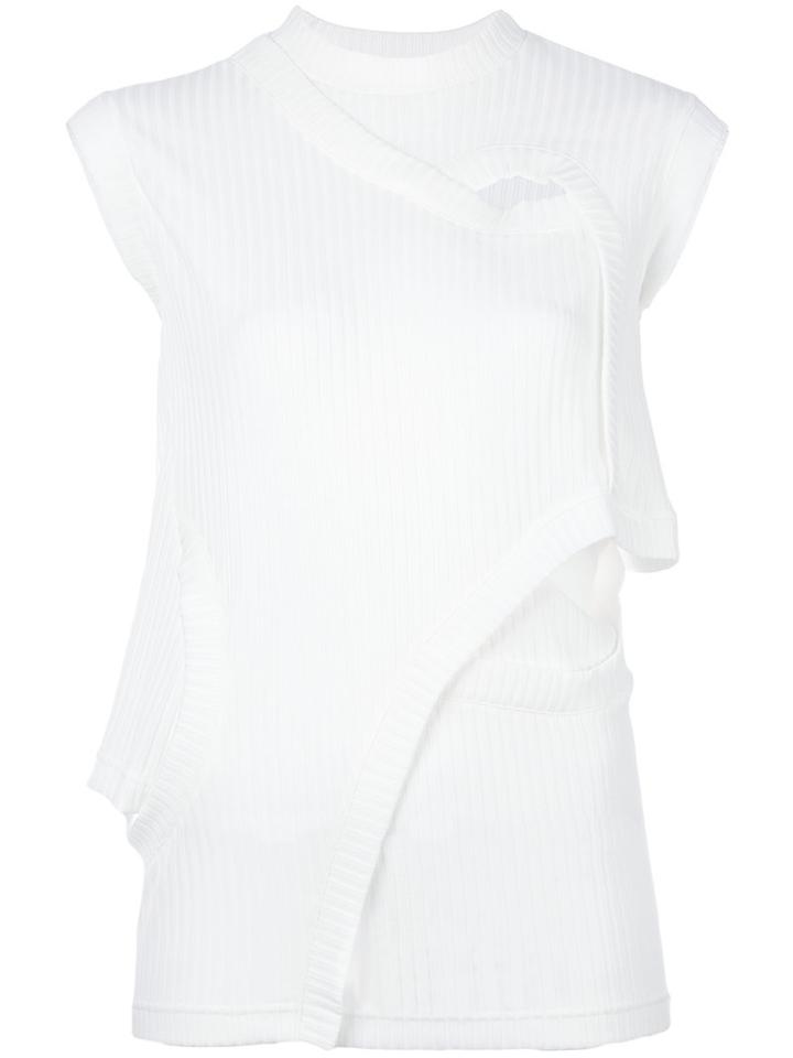 Enföld Ribbed Detail Folded Sweatshirt, Women's, Size: 40, White, Cotton/polyester