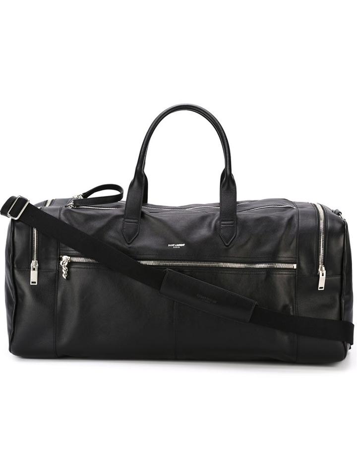 Saint Laurent Zip Detail Holdall, Black, Calf Leather
