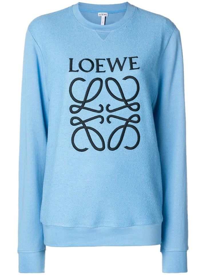 Loewe Logo Print Jersey Sweater - Blue