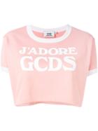 Gcds Logo Cropped T-shirt, Women's, Size: Xs, Pink/purple, Cotton