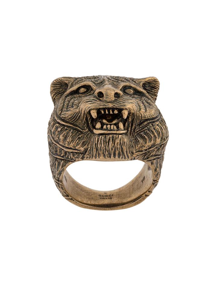 Gucci Feline Motif Ring, Men's, Size: N, Grey
