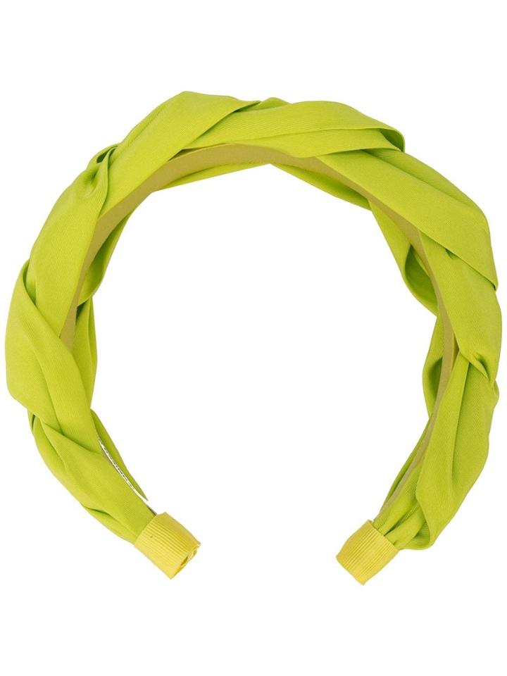Jennifer Behr Silk-faille Lorelei Headband - Green