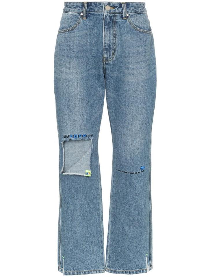 Maison Kitsuné Raw Denim Distressed Jeans - Blue