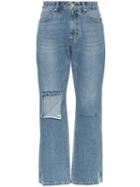 Maison Kitsuné Raw Denim Distressed Jeans - Blue