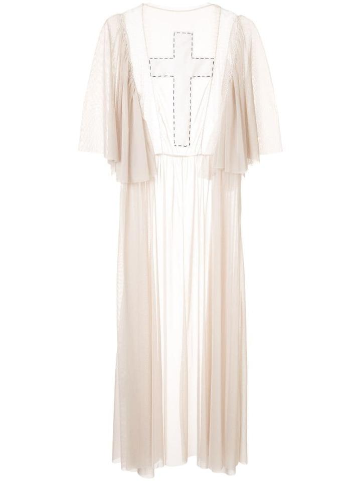 Tu Es Mon Trésor Cross Patch Mesh Dress - Brown