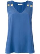 Pierre Balmain V-neck Tank Top, Women's, Size: 40, Blue, Silk