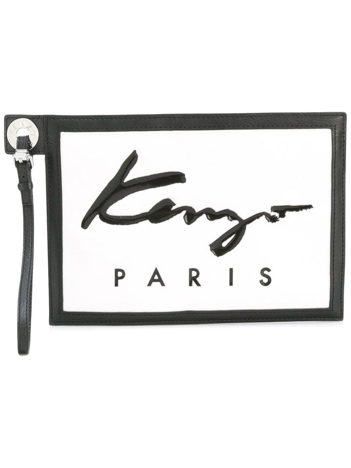 Kenzo Small Logo Print Clutch, Women's, Black, Cotton/leather/nylon/polyurethane