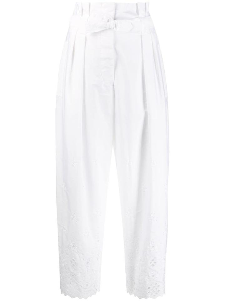 Alberta Ferretti Broderie Anglaise Trousers - White