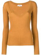 Enföld Ribbed V-neck Pullover - Yellow & Orange