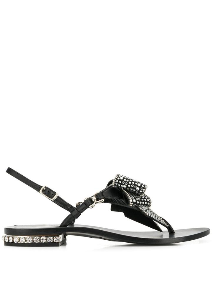 Philipp Plein Bow Detail Flat Sandals - Black