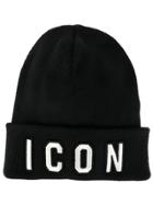 Dsquared2 Icon Embroidered Beanie Hat - Black