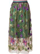 Isabelle Blanche Floral Embroidered Skirt - Green