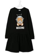 Moschino Kids Teen Teddy Bear Flared Dress - Black
