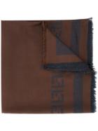 Fendi Logo Fringed Scarf - Brown