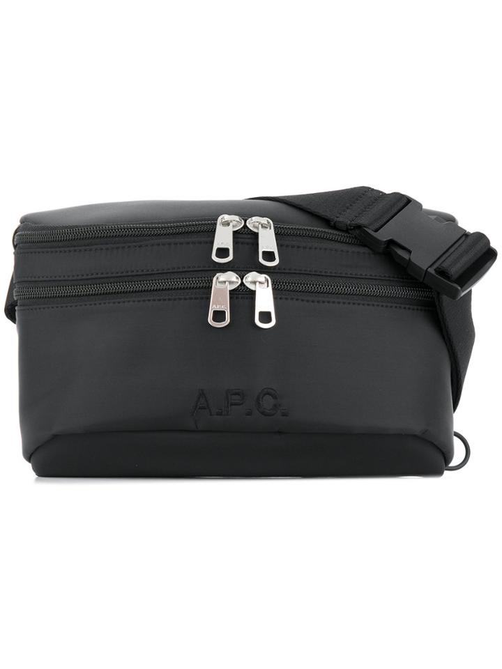 A.p.c. Double Zipped Shoulder Bag - Black