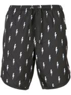 Neil Barrett - Lightning Print Shorts - Men - Cotton - S, Black, Cotton