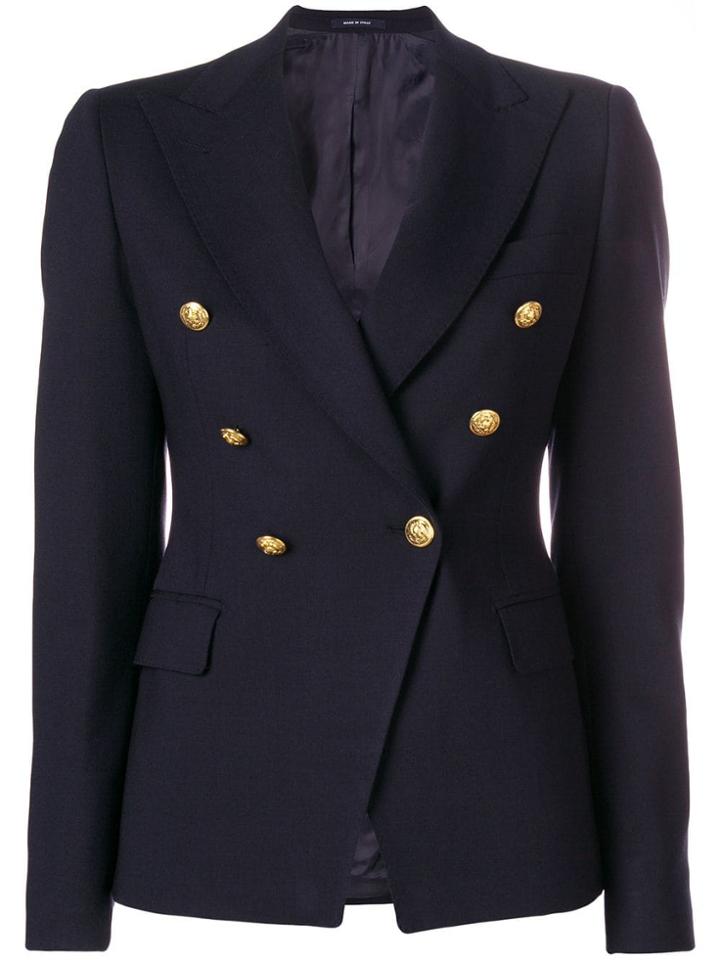 Tagliatore Lapel Detail Blazer - Blue
