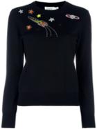 Coach Space Embroidery Jumper, Women's, Size: Medium, Black, Merino