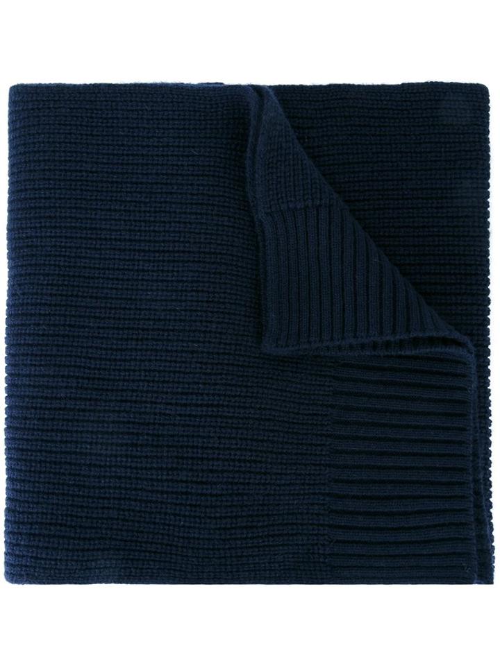 Dolce & Gabbana Ribbed Scarf, Men's, Blue, Cashmere