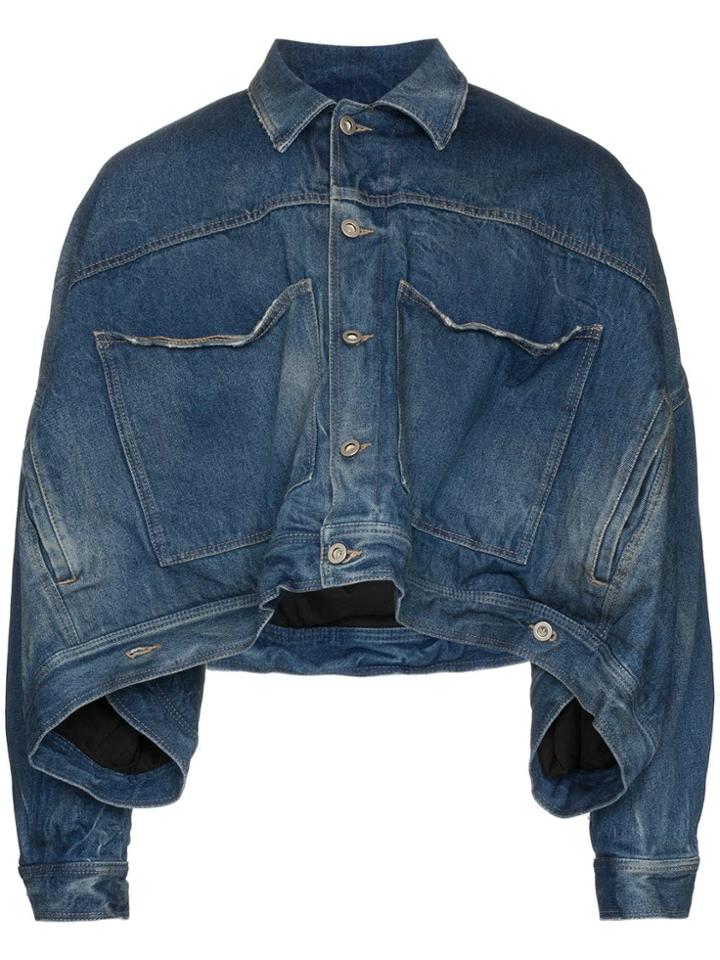 Diesel Red Tag Cropped Denim Jacket - Blue