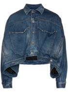 Diesel Red Tag Cropped Denim Jacket - Blue