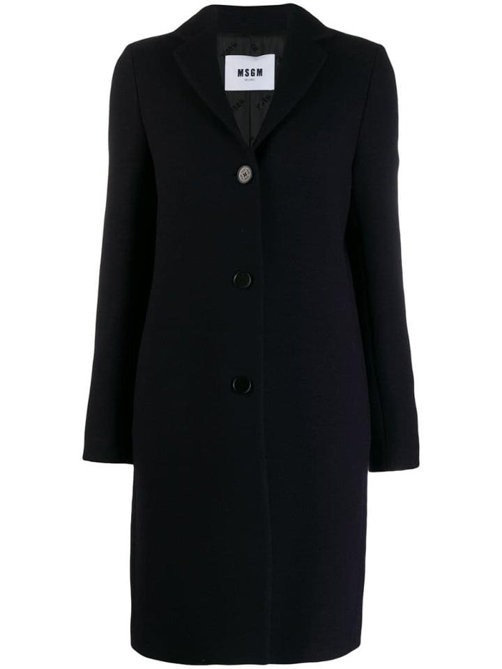 Msgm Single-breasted Coat - Blue