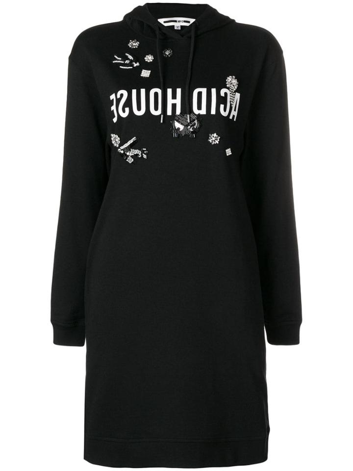 Mcq Alexander Mcqueen Embellished Hoodie Dress - Black