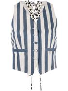 Roberto Cavalli Striped Waistcoat, Women's, Size: 38, Blue, Cotton/hemp/silk/polyester