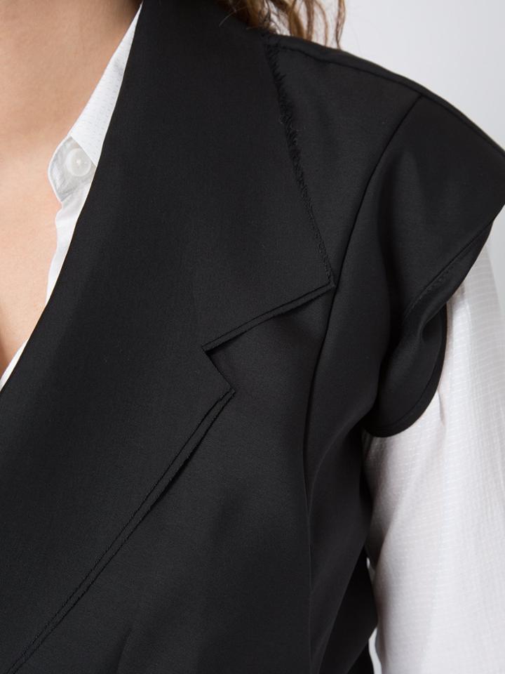 Moohong Layered Short Sleeve Blazer - Black