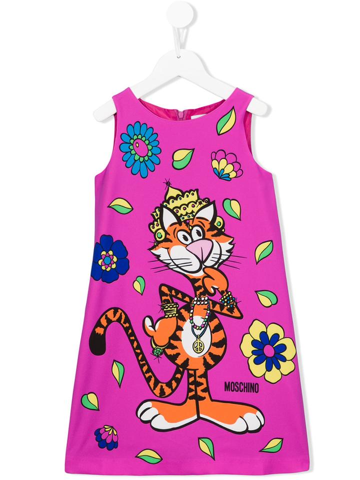 Moschino Kids Tiger Print Dress, Toddler Girl's, Size: 4 Yrs, Pink/purple