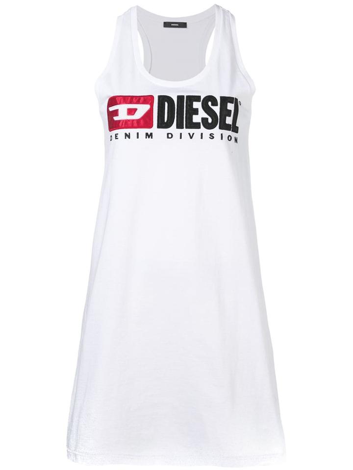 Diesel Logo Embroidered Tank Top - White