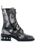 Nicholas Kirkwood Casati Pearl Combat Boots - Grey