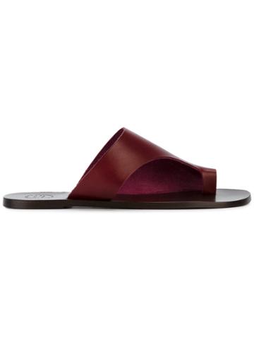 Atp Atelier Rosa Flat Leather Sandals - Red