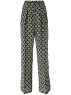 Msgm - Eyes Print Straight Trousers - Women - Silk/polyester - 46, Women's, Black, Silk/polyester