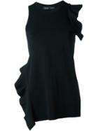 Proenza Schouler Ruffled Tank Top, Women's, Size: Medium, Black, Silk/cotton/viscose/spandex/elastane
