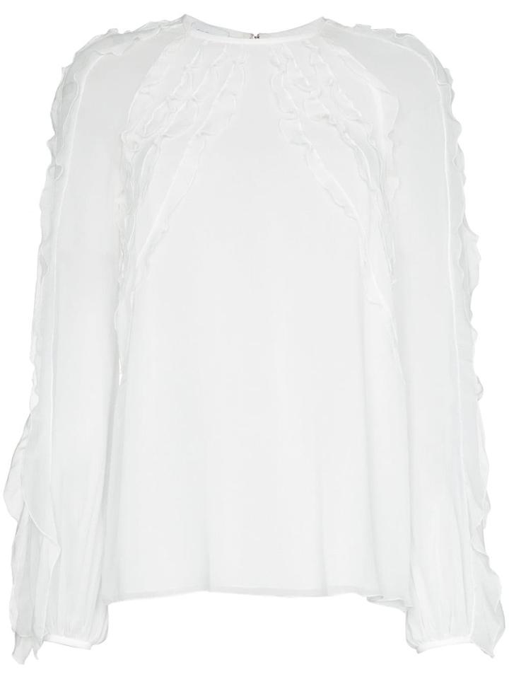 Giambattista Valli Frill Trim Silk Blouse - White