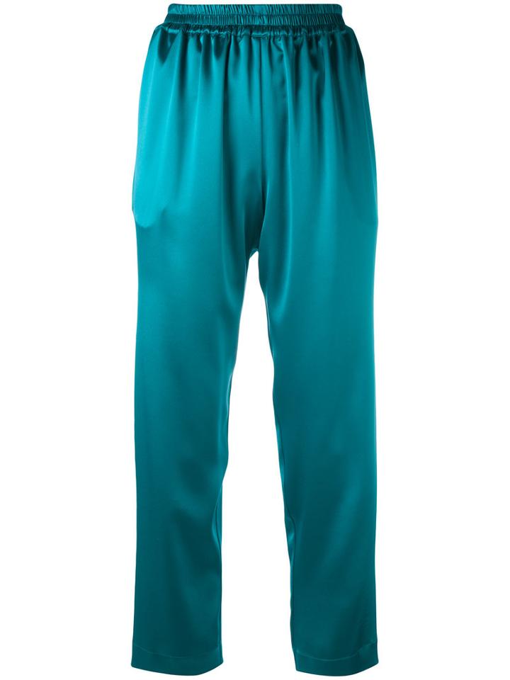 Gianluca Capannolo - Relaxed Cropped Trousers - Women - Polyester/triacetate - 40, Blue, Polyester/triacetate