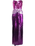 Christian Pellizzari Sequinned Colour Block Gown - Pink & Purple
