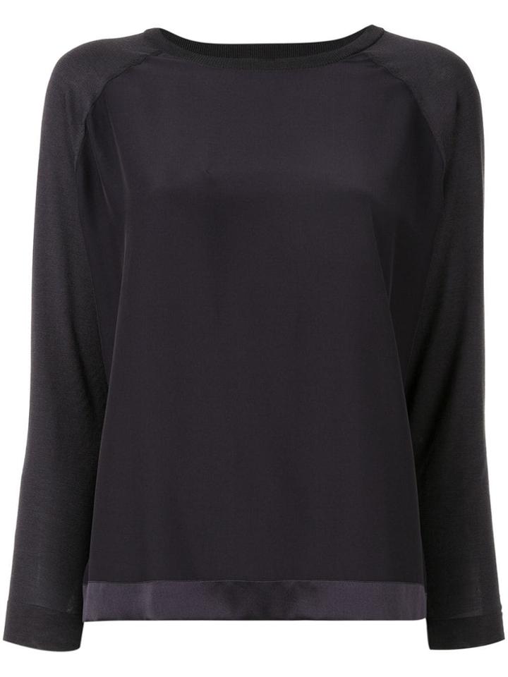 Knott Sweater With Satin Panels - Blue