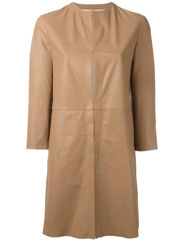 Drome Cropped Sleeve Coat, Women's, Size: Large, Nude/neutrals, Leather