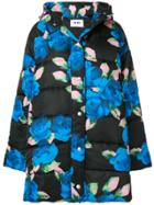 Msgm Floral Print Puffer Jacket - Black