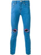 Dresscamp Embroidered Lip Skinny Jeans, Men's, Size: 44, Blue, Cotton/polyurethane