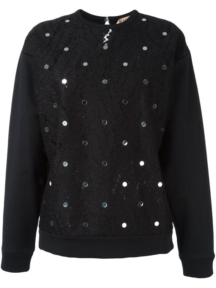 No21 Lace Embellished Panel Sweatshirt