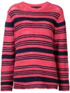 The Elder Statesman - Striped Knitted Top - Women - Cashmere - S, Pink/purple, Cashmere