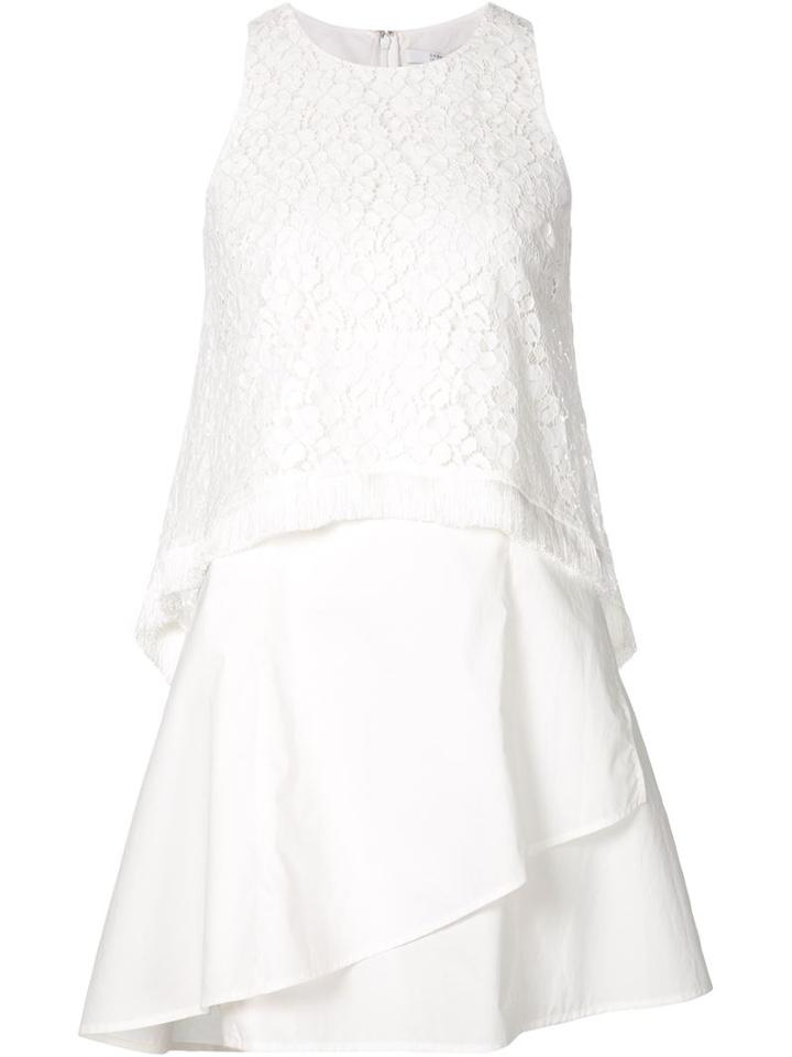 Derek Lam 10 Crosby Sleeveless Layered Dress, Women's, Size: 8, White, Cotton/polyamide